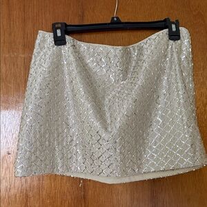 H&M Cream Sequin Mini Skirt